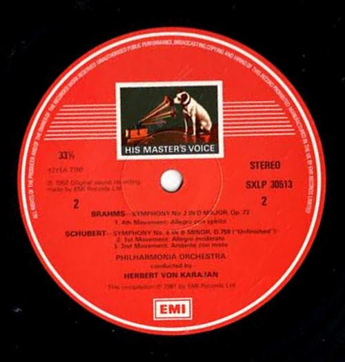Johannes Brahms, Franz Schubert, Philharmonia Orchestra, Herbert von Karajan : Symphony No. 2 In D Major, Op. 72 / Symphony No. 8 In B Minor, D.759 ("Unfinished") (LP, Comp)