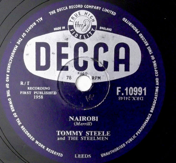Tommy Steele And The Steelmen : Nairobi / Neon Sign (Shellac, 10")