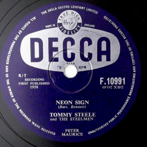 Tommy Steele And The Steelmen : Nairobi / Neon Sign (Shellac, 10")