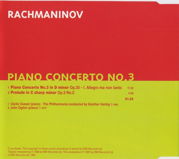 Sergei Vasilyevich Rachmaninoff : Piano Concerto No. 3 (First Movement) (CD, Comp, RM)