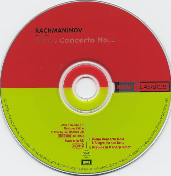 Sergei Vasilyevich Rachmaninoff : Piano Concerto No. 3 (First Movement) (CD, Comp, RM)