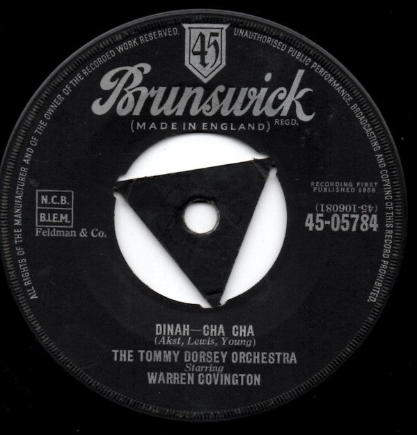 Tommy Dorsey And His Orchestra Starring Warren Covington : Dinah / I Still Get Jealous (7", Single, Tri)
