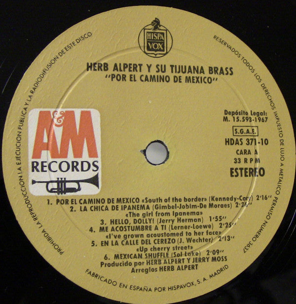 Herb Alpert & The Tijuana Brass : Por El Camino De Mexico (LP, Album, RE)