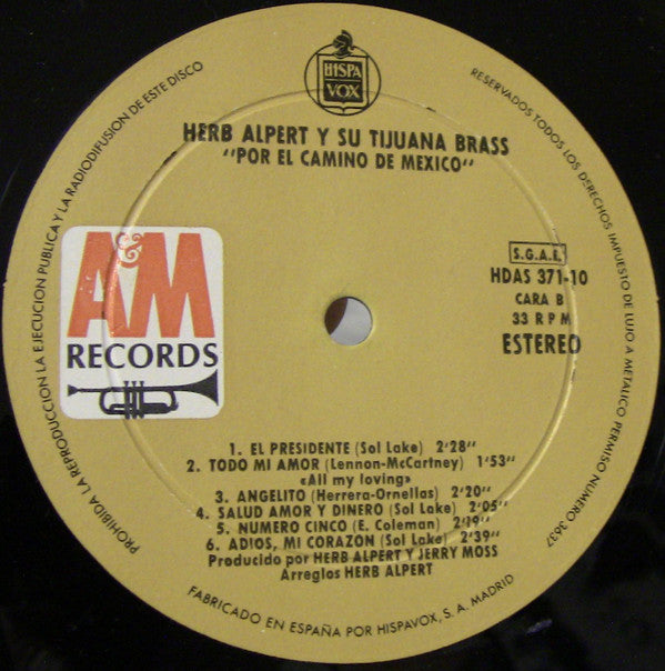 Herb Alpert & The Tijuana Brass : Por El Camino De Mexico (LP, Album, RE)