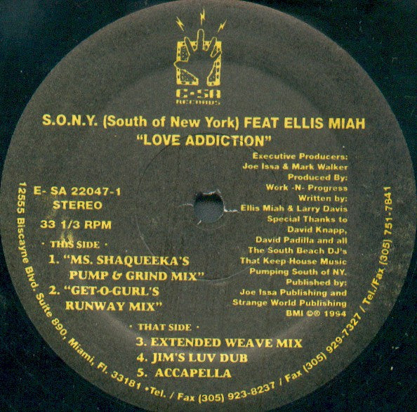 S.O.N.Y. Feat Ellis Miah : Love Addiction (12")