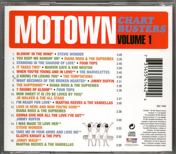 Various : Motown Chartbusters Volume 1 (CD, Comp, RE)