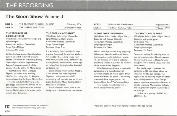 The Goons : The Goon Show Volume 3  I'm Walking Backwards For Christmas (2xCass, Comp, RE)