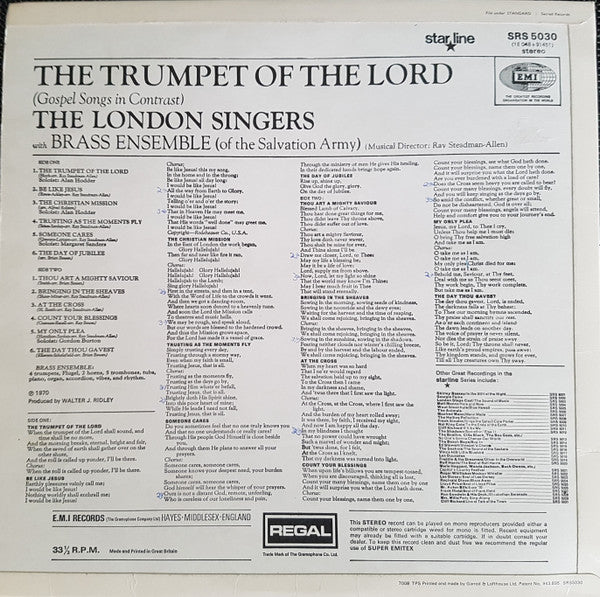 The London Singers With The Salvation Army Band : The Trumpet Of The Lord  (LP)