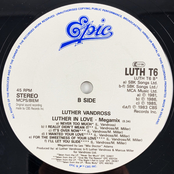 Luther Vandross : I Gave It Up (When I Fell In Love) (12")