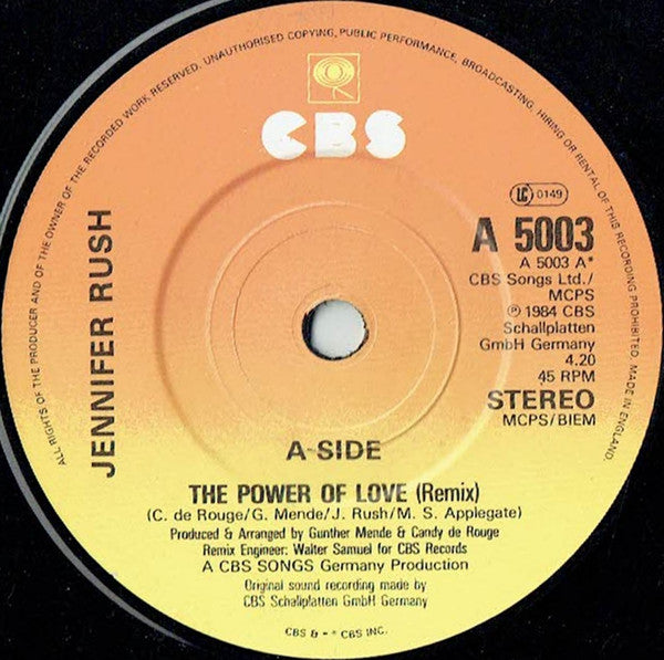 Jennifer Rush : The Power Of Love (Remix) (7", Sun)