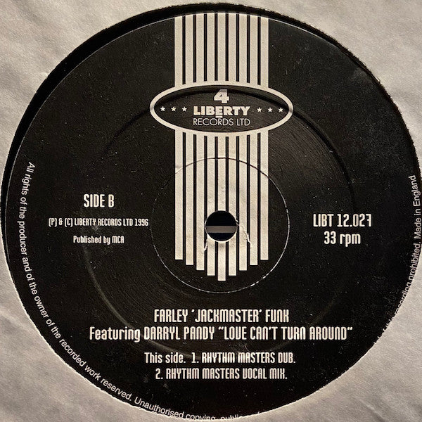 Farley "Jackmaster" Funk Featuring Darryl Pandy : Love Can't Turn Around (12")