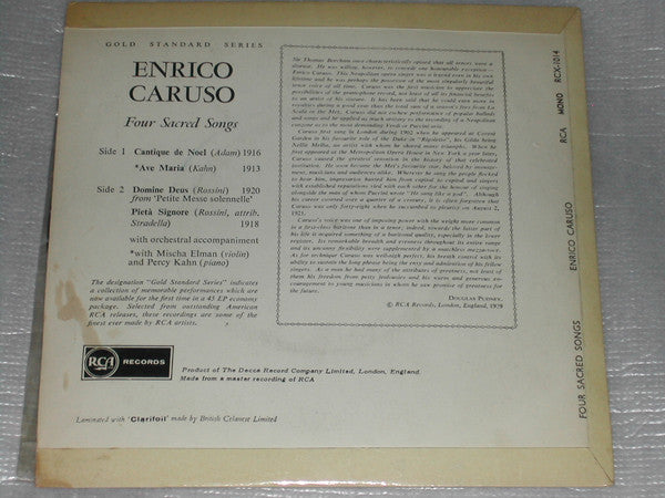 Enrico Caruso : Four Sacred Songs (7", EP, Comp)