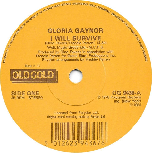 Gloria Gaynor : I Will Survive / Never Can Say Goodbye (7", Single, RE)