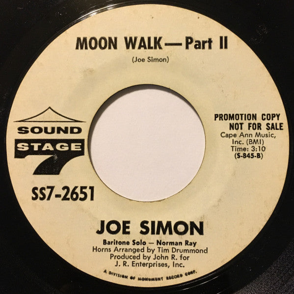 Joe Simon : Moon Walk (7", Single, Mono, Promo)