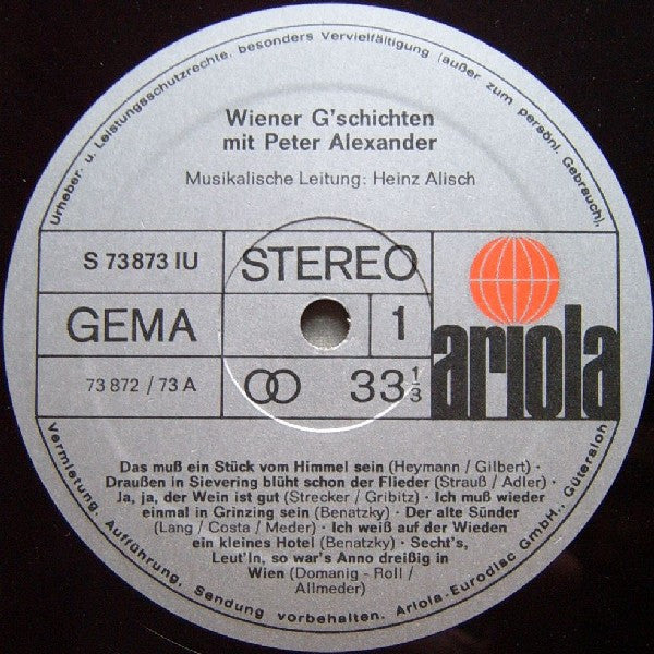 Peter Alexander : Wiener G'schichten Mit Peter Alexander (LP, Album, RE)