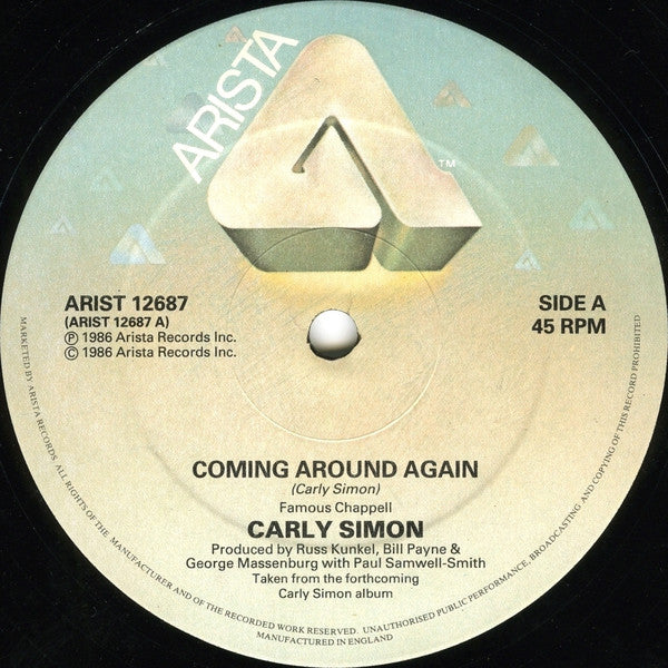 Carly Simon : Coming Around Again (Theme From Heartburn) (12", Single)