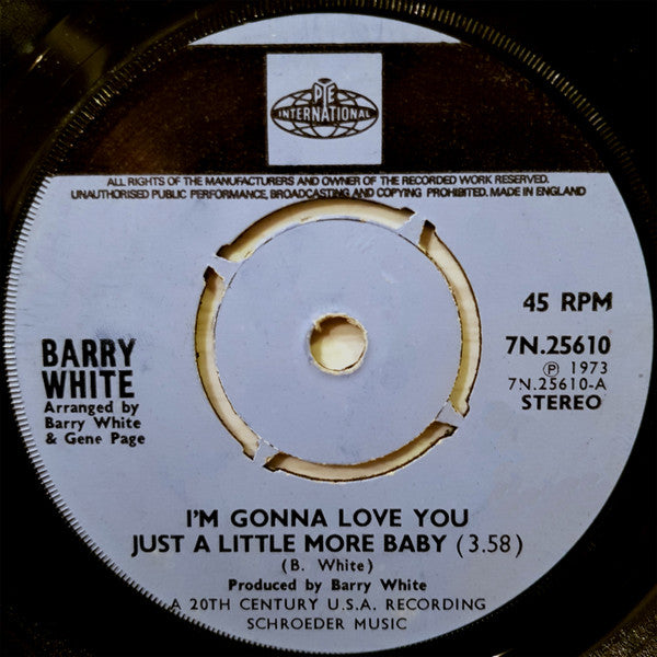 Barry White : I'm Gonna Love You Just A Little More Baby (7", Single, Kno)