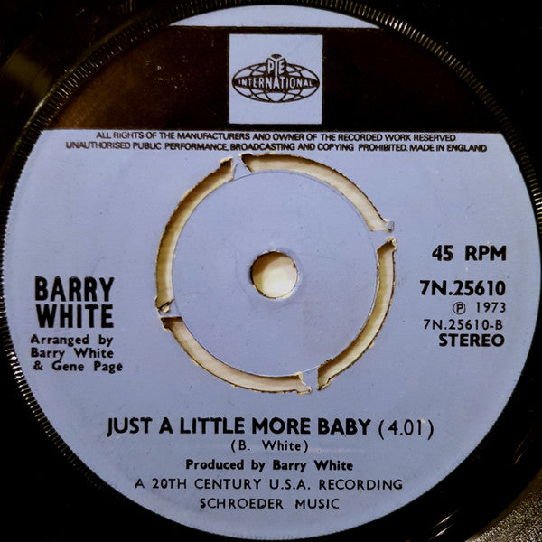 Barry White : I'm Gonna Love You Just A Little More Baby (7", Single, Kno)