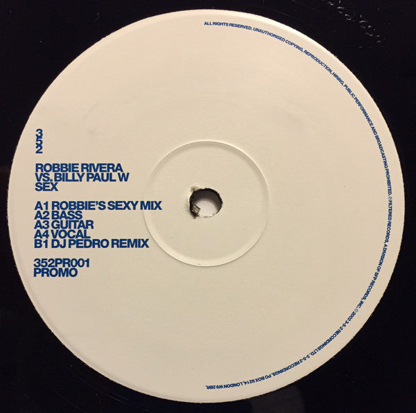 Robbie Rivera : Sex (12", Promo)