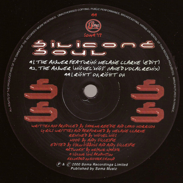 Silicone Soul : The Answer / Right On, Right On (12")