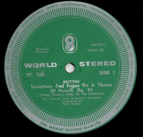 Benjamin Britten / Ernst von Dohnányi, The Concert Arts Orchestra, Felix Slatkin : Young Person's Guide To The Orchestra / Variations On A Nursery Tune (LP, Album, Club)