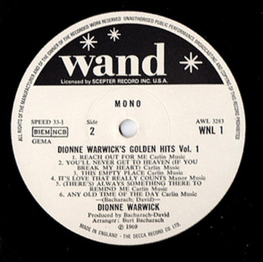 Dionne Warwick : Dionne Warwick's Golden Hits - Volume 1 (LP, Comp, Mono)