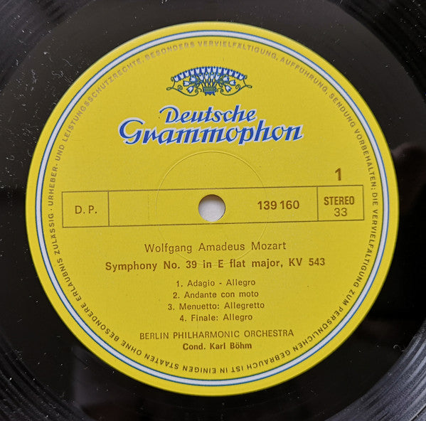 Wolfgang Amadeus Mozart • Karl Böhm, Berliner Philharmoniker : Symphonien Nr. 39 Es-Dur • Nr. 36 »Linzer« (LP, Album, RP)