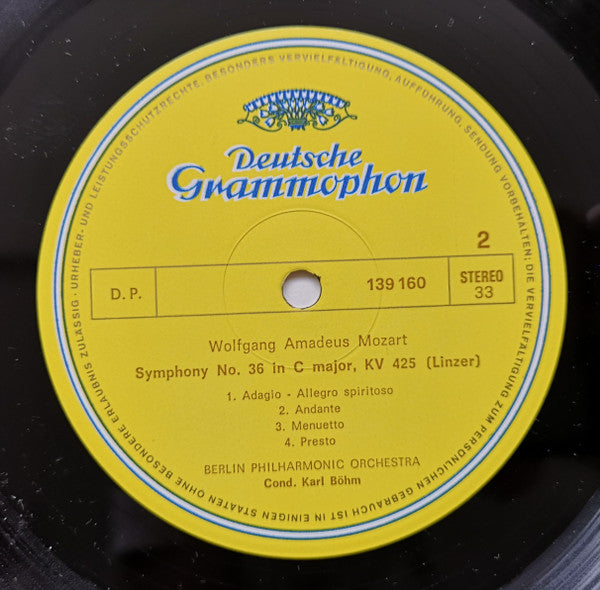 Wolfgang Amadeus Mozart • Karl Böhm, Berliner Philharmoniker : Symphonien Nr. 39 Es-Dur • Nr. 36 »Linzer« (LP, Album, RP)