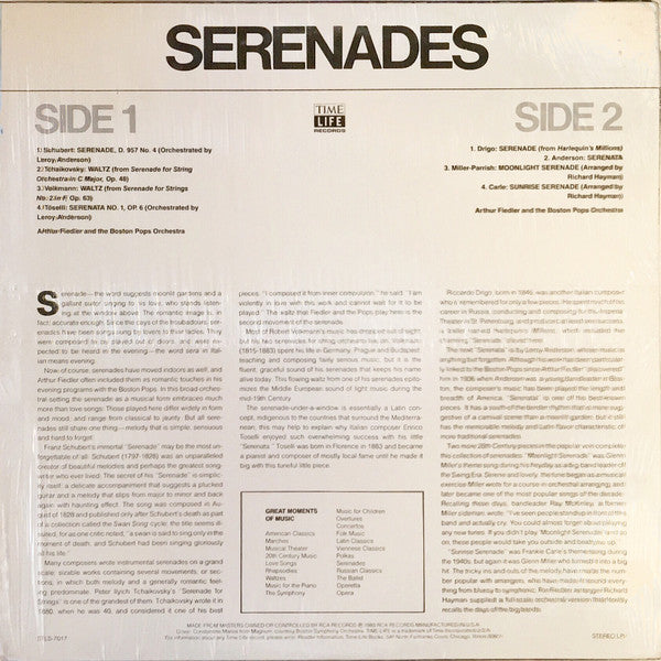 Arthur Fiedler And Boston Pops Orchestra : Great Moments Of Music, Volume 17: Serenades (LP, Comp)