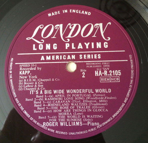 Roger Williams (2) : It's A Big Wide Wonderful World (LP, Album)