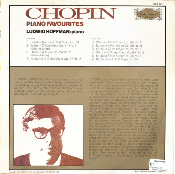 Frédéric Chopin - Ludwig Hoffmann : Piano Favourites (LP)