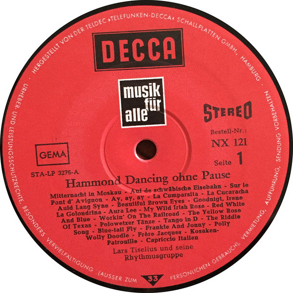Lars Tiselius Und Seine Rhythmusgruppe : Hammond Dancing Ohne Pause (LP, Album, Blu)