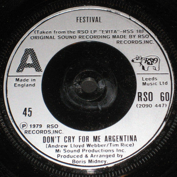 Festival (2) : Don't Cry For Me Argentina (7")
