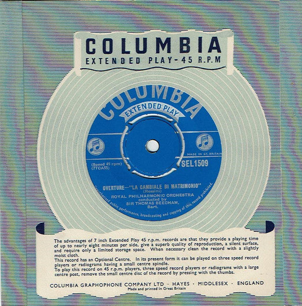 Royal Philharmonic Orchestra, Sir Thomas Beecham : Overture - "La Cambiale Di Matrimonio"" / Espana" - Rhapsody (7", EP)