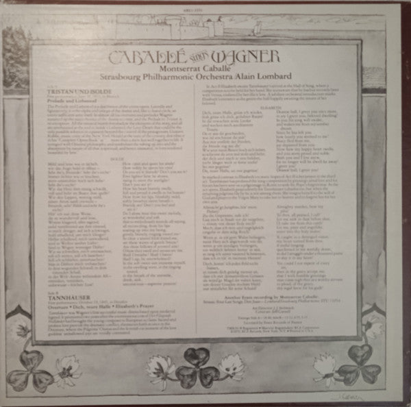 Richard Wagner, Montserrat Caballé, Orchestre Philharmonique De Strasbourg, Alain Lombard : Caballé Sings Wagner / Tristan Und Isolde : Prelude and Liebestod Tannhäuser : Ouverture/Dich, Teure Halle Elisbeth's Prayer (LP, Album)