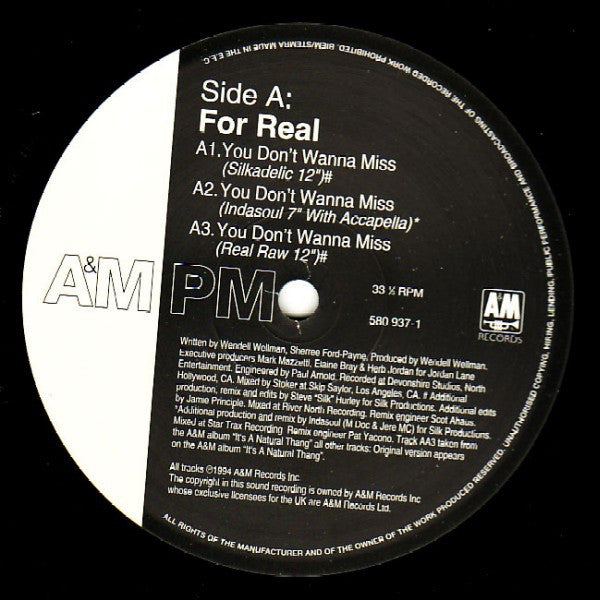 For Real : You Don't Wanna Miss (12")