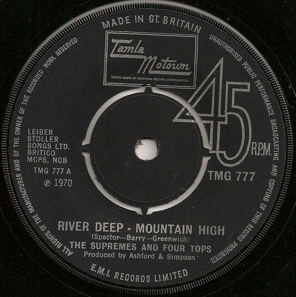 The Supremes And Four Tops : River Deep - Mountain High (7", Single, Pus)