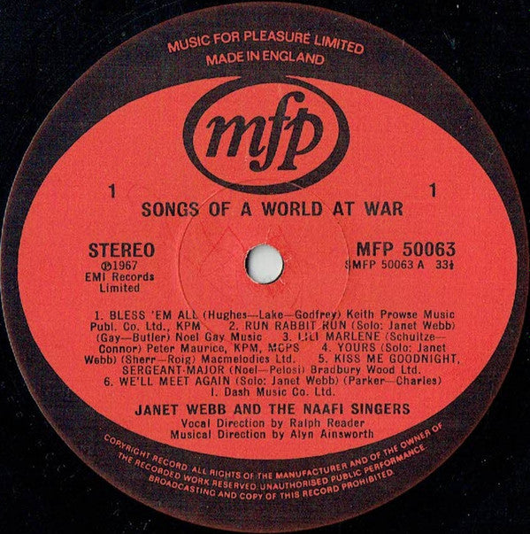 Janet Webb And The Naafi Singers : Songs Of A World At War (LP, RE)