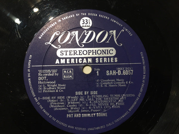 Pat Boone & Shirley Boone : Side By Side (LP, Album)