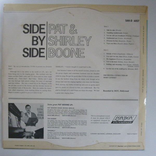 Pat Boone & Shirley Boone : Side By Side (LP, Album)