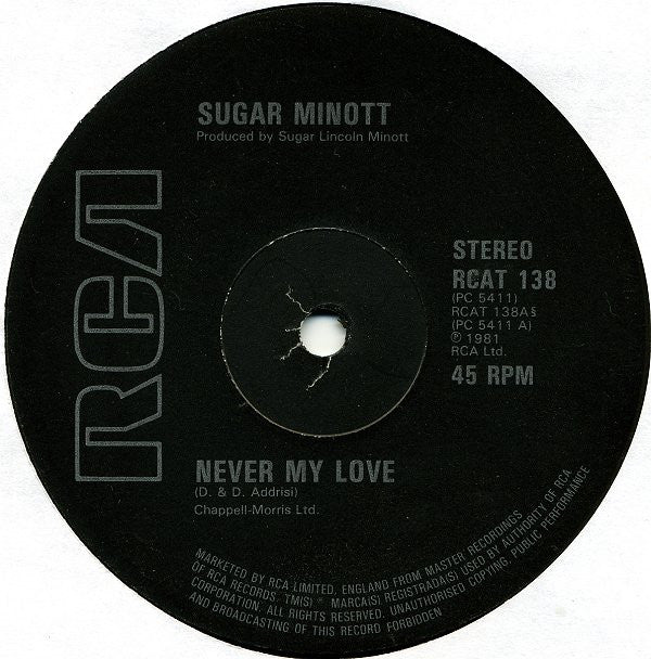 Sugar Minott : Never My Love (12")
