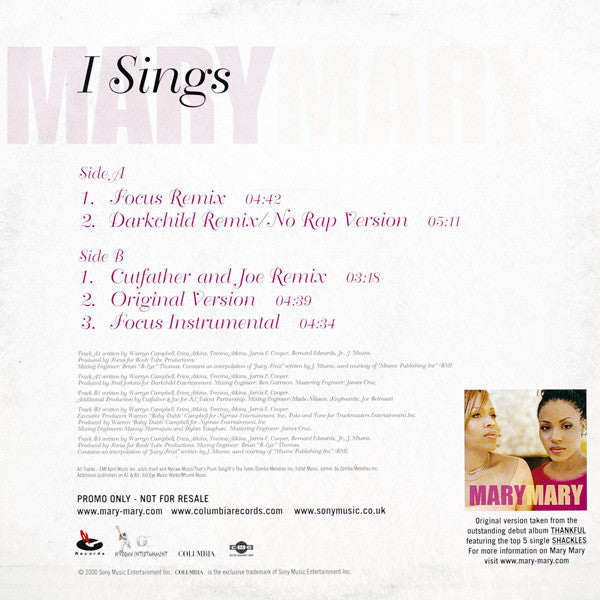 Mary Mary : I Sings (The Remixes) (12", Promo)