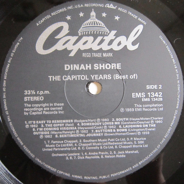 Dinah Shore : The Capitol Years (Best Of) (LP, Comp)