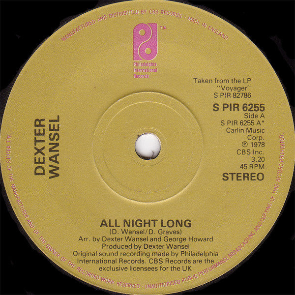 Dexter Wansel : All Night Long (7", Single)