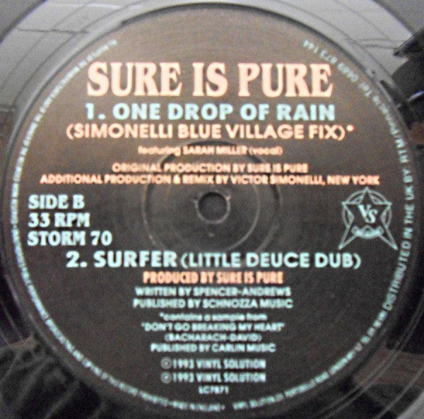 Sure Is Pure : One Drop Of Rain (12", Single)