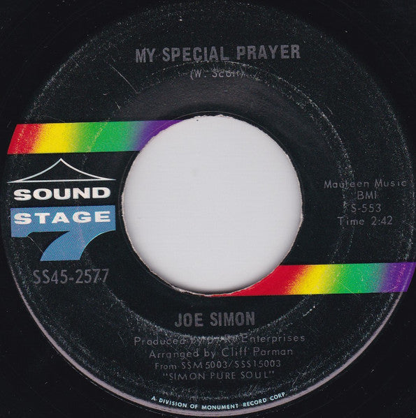 Joe Simon : My Special Prayer / Travelin' Man (7")