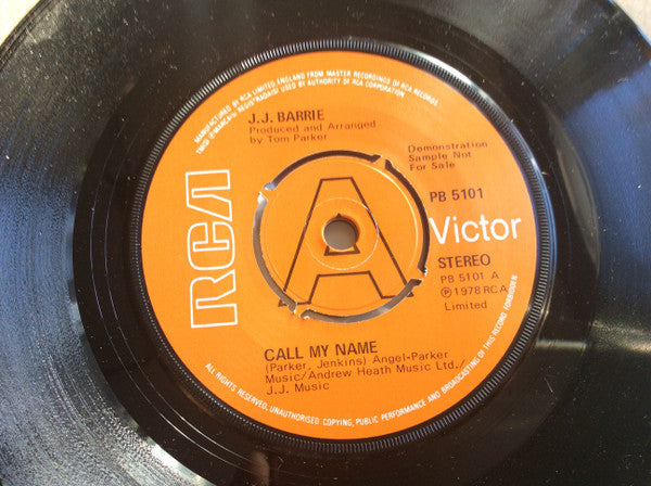 J. J. Barrie : Call My Name (7", Single, Promo)