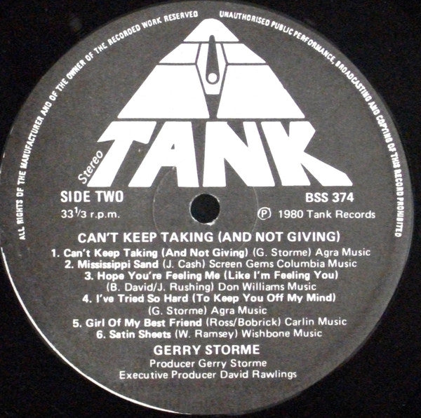 Gerry Storme : Can't Keep Taking (And Not Giving) (LP)