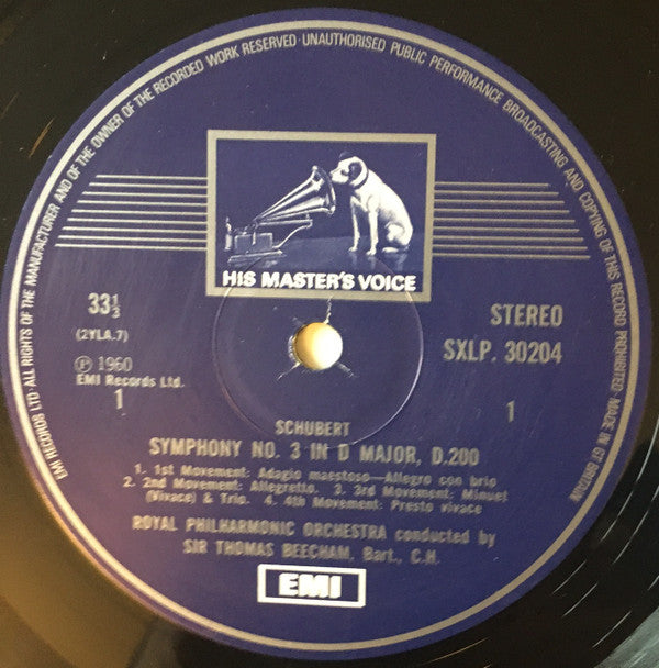 Sir Thomas Beecham Conducts Franz Schubert – Royal Philharmonic Orchestra : Symphonies 3 & 5 (LP, RE)