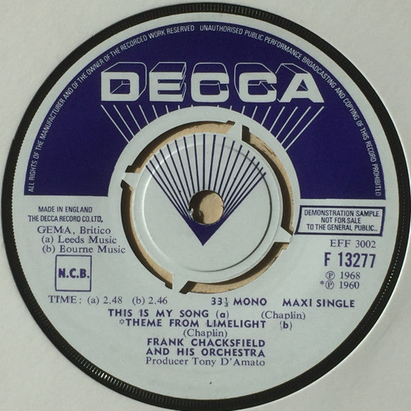 Frank Chacksfield & His Orchestra : My Star (7", EP, Promo)